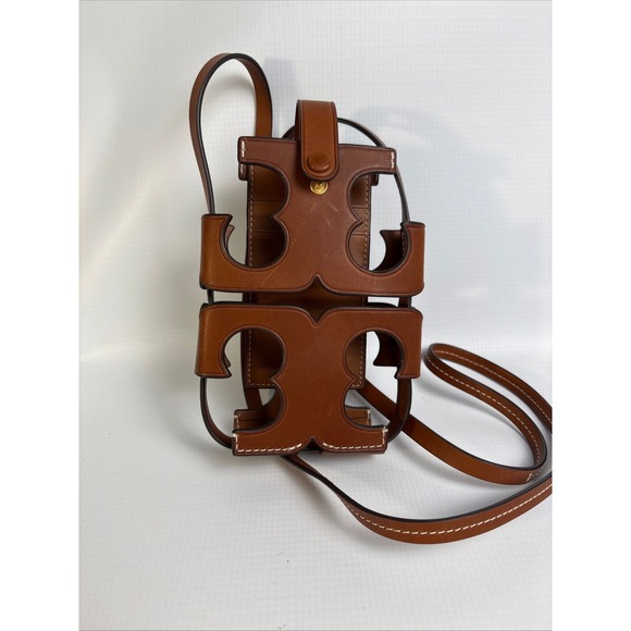 Tory Burch Handbags - Tory Burch Miller Cut Out Logo Phone Crossbody Classic Cuoio Brown 139945